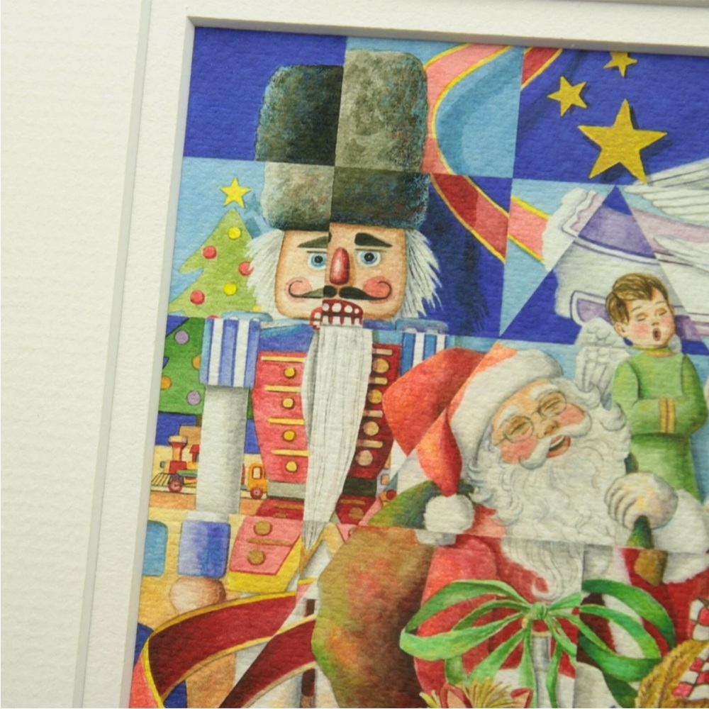 Elinor Sethman Signed Medium Watercolor Painting Kaleidoscope Of Christmas Past - Picture 5 of 10